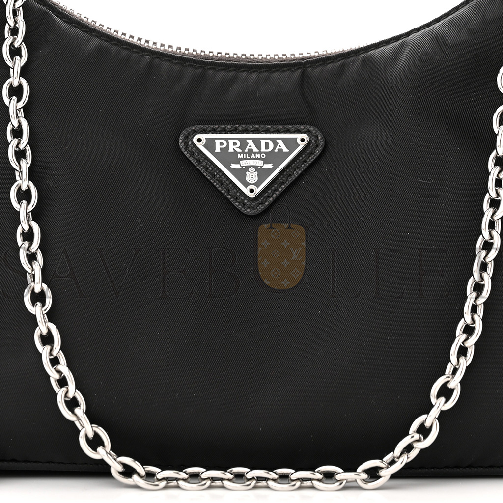 PRADA NYLON RE-EDITION 2005 SHOULDER BAG BLACK (22*17*6cm)