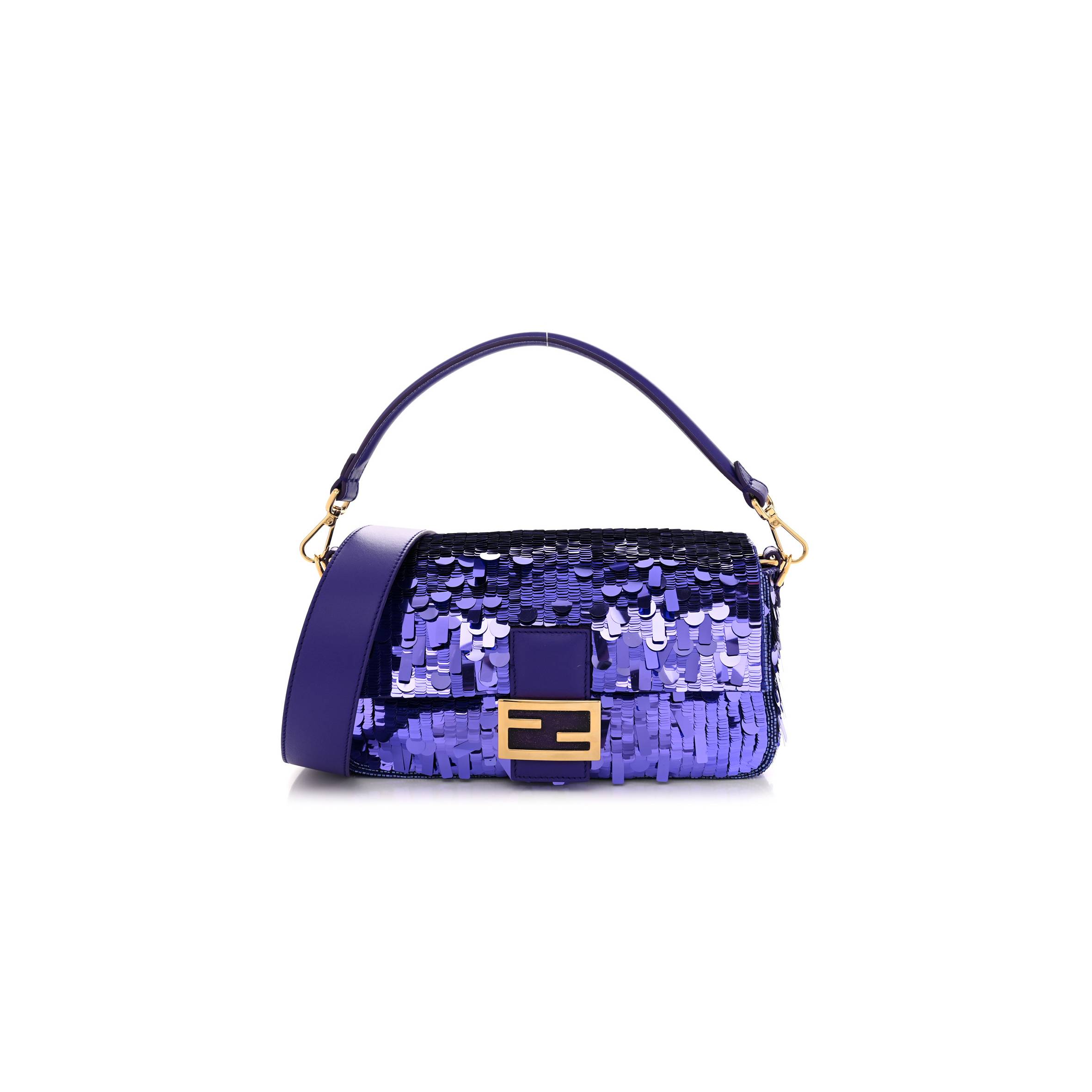 FENDI SEQUIN PAILLETTES SHINY NAPPA SEX AND THE CITY BAGUETTE VIOLA PURPLE RAIN (27*15*6cm)