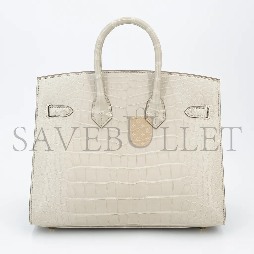 HERMES MASTER BIRKIN 25 8L CREAM WHITE MATTE CROCODILE SILVER BUCKLE BAG 4034389225 (25*20*13cm)