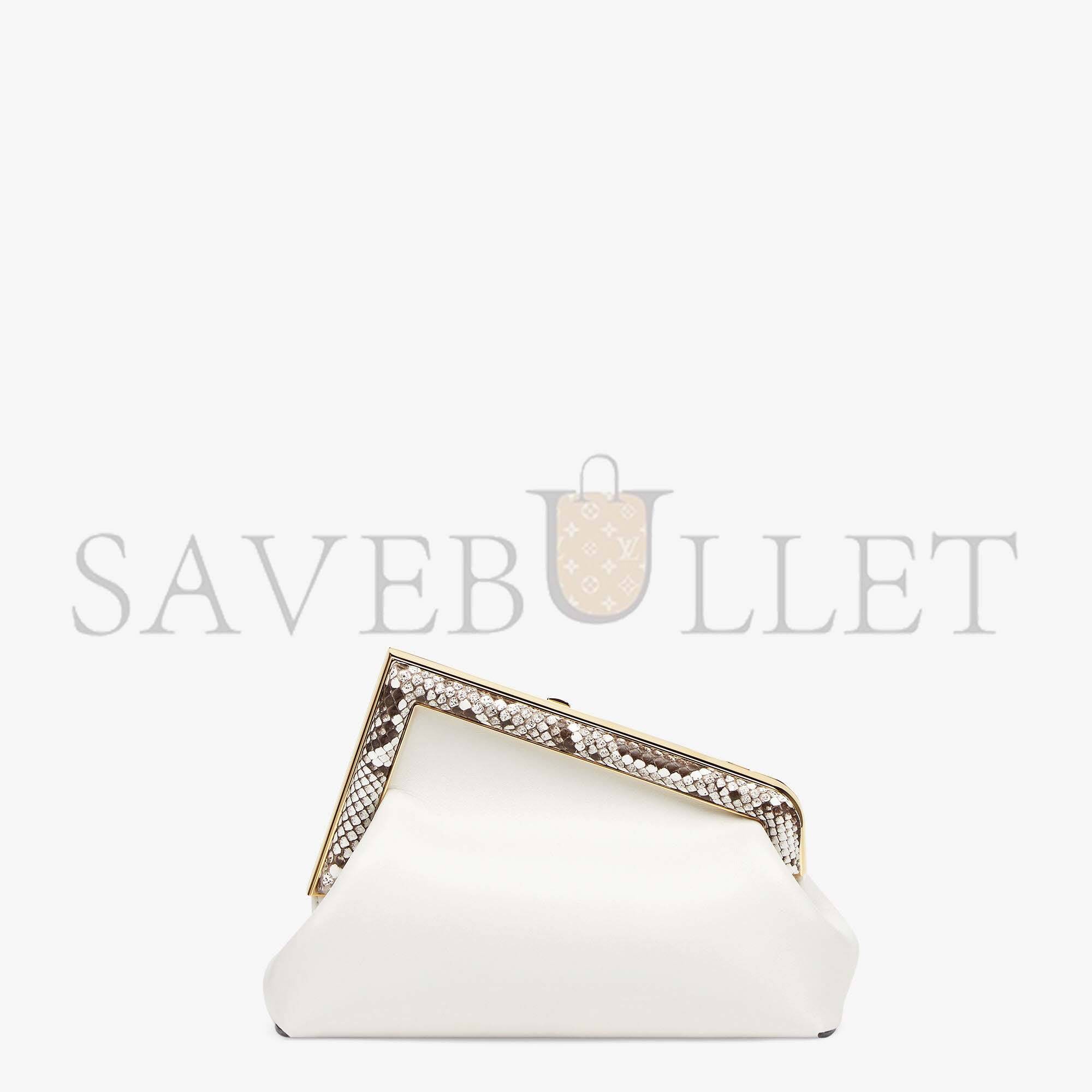 FENDI FIRST SMALL - WHITE LEATHER BAG WITH EXOTIC DETAILS 8BP129AGWRF1GEN (26*18*9.5cm)