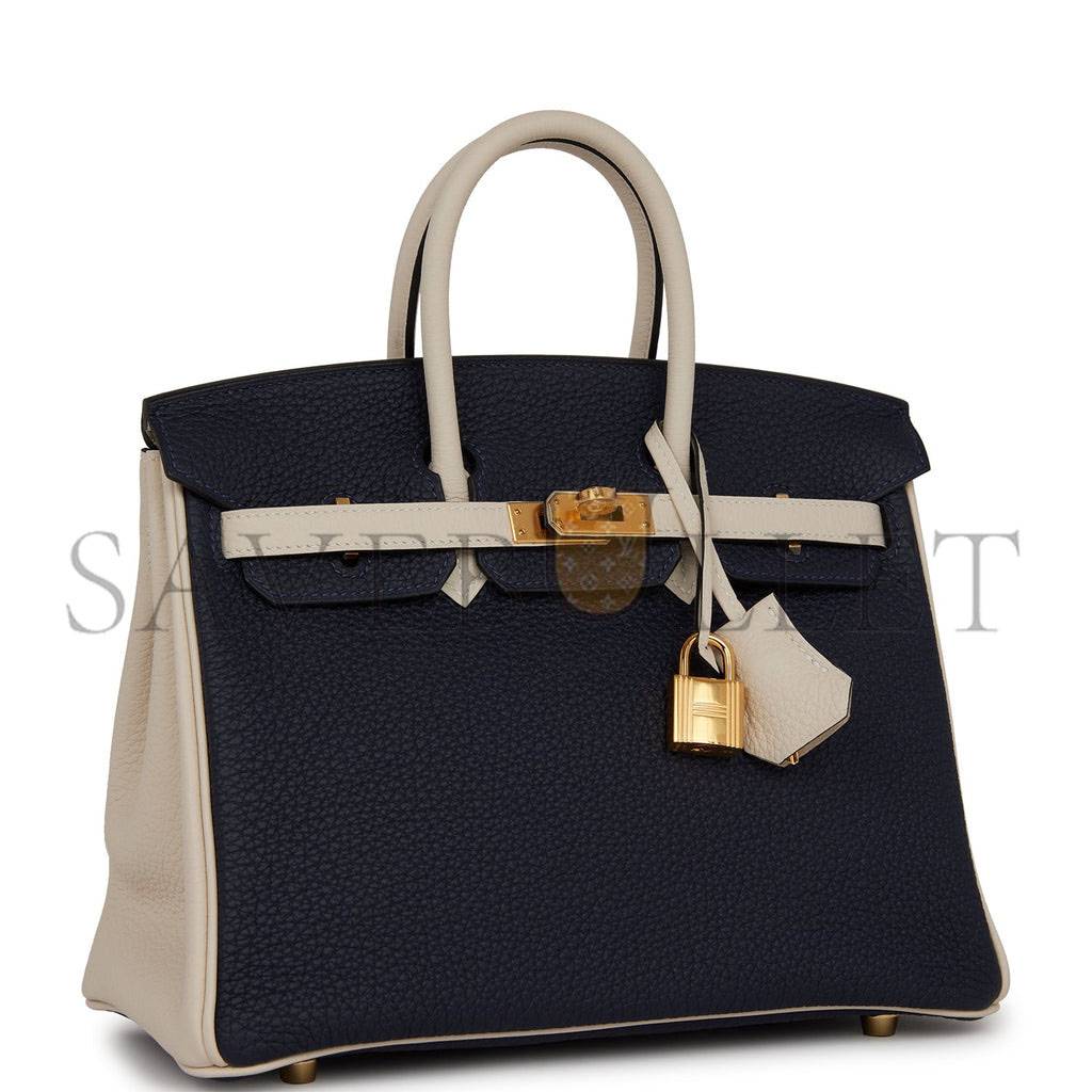 HERMES SPECIAL ORDER (HSS) BIRKIN 25 BLEU NUIT AND CRAIE TOGO GOLD HARDWARE HANDMADE (25cm)