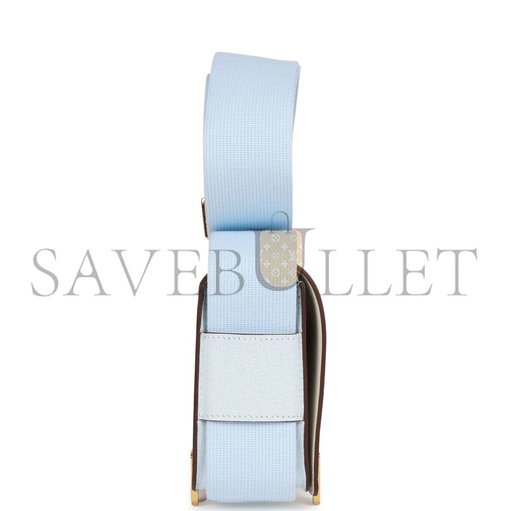 HERMES GETA BLEU BRUME VERSO CHEVRE GOLD HARDWARE (20.3*14*6.4cm)