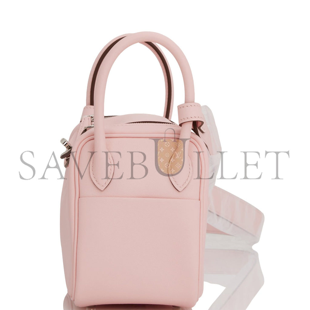 HERMES MINI LINDY ROSE SAKURA SWIFT PALLADIUM HARDWARE (19*12.5*9)