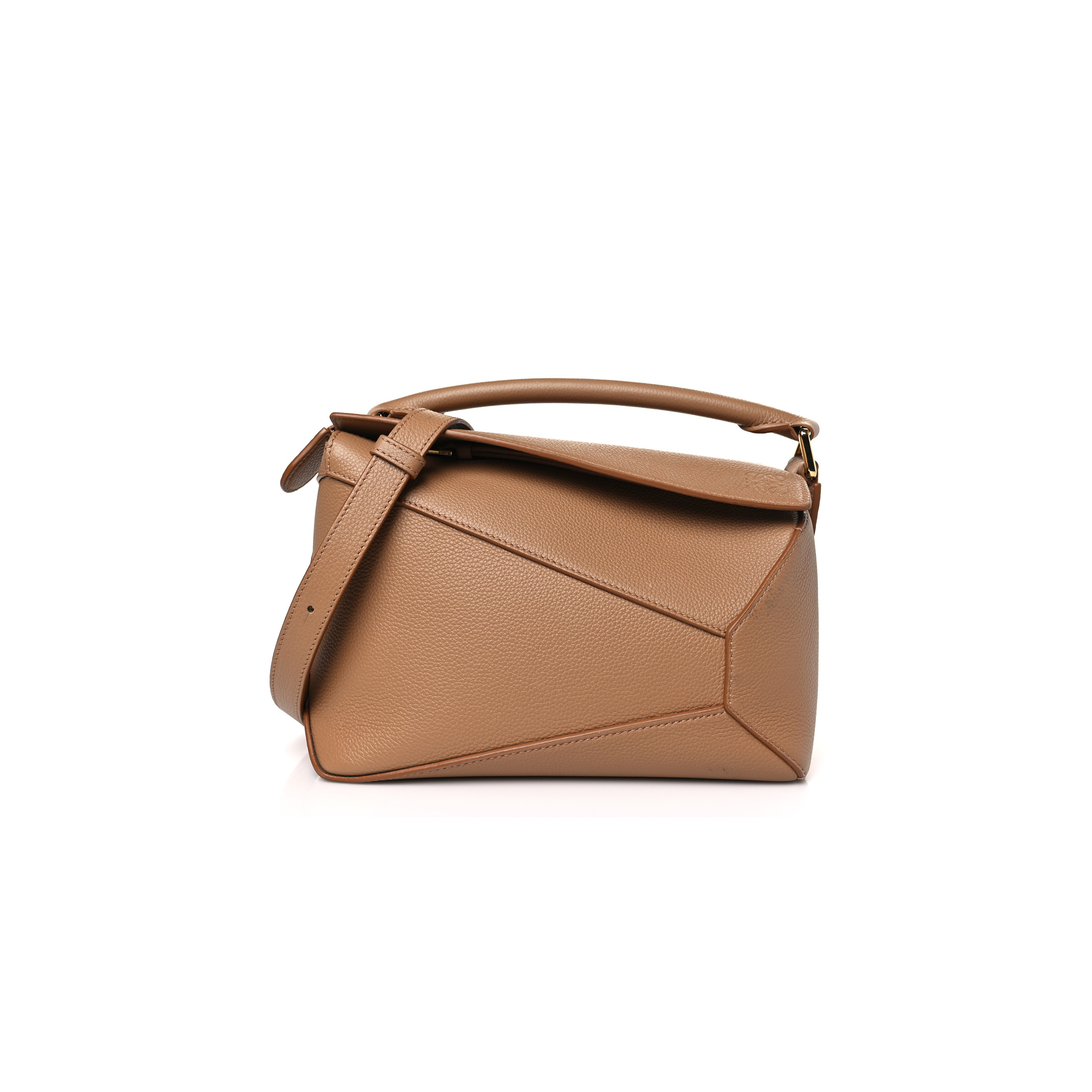 LOEWE GRAINED CALFSKIN SMALL PUZZLE EDGE BAG TOFFEE (24*16.5*10.5cm)