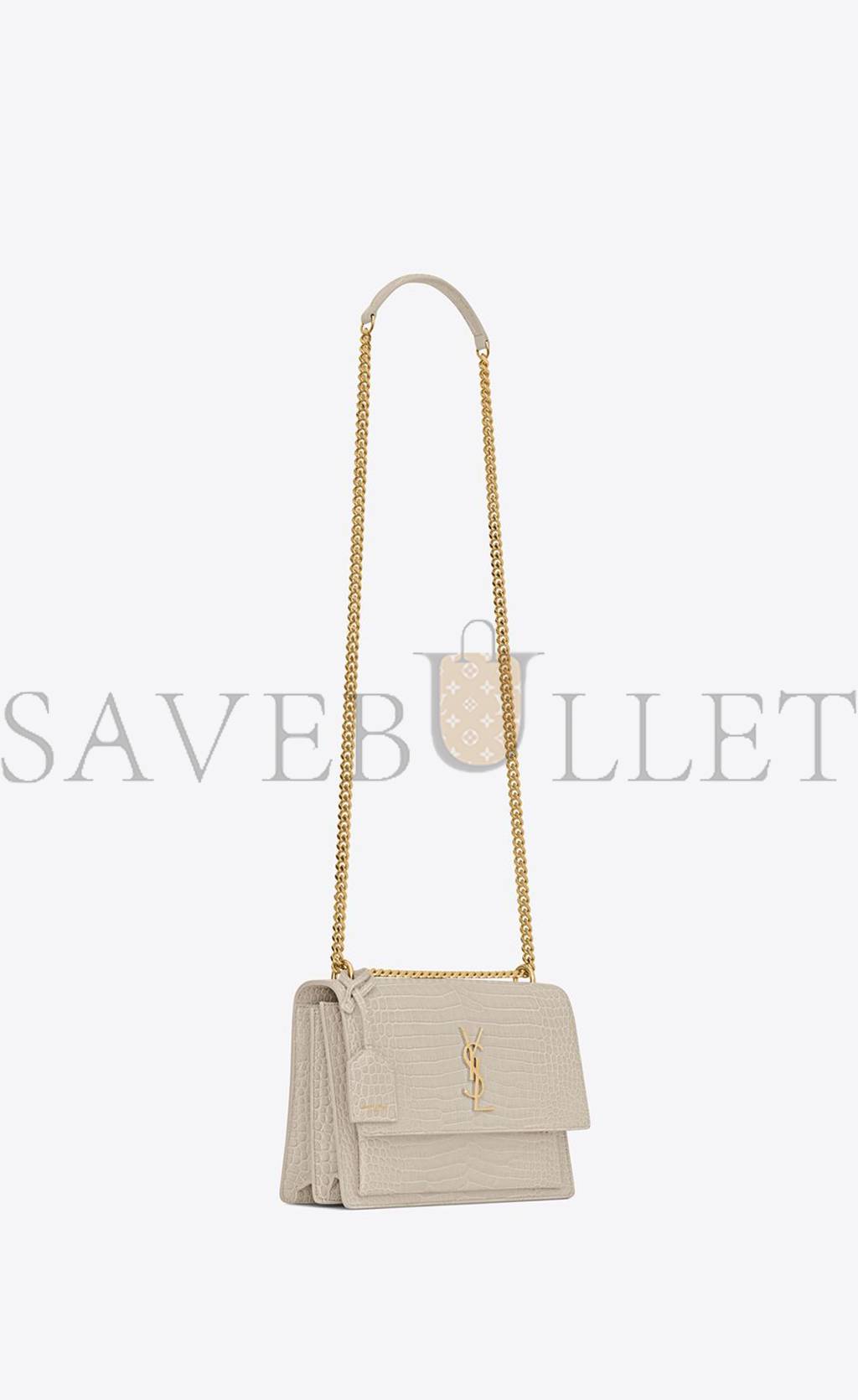 YSL SUNSET MEDIUM CHAIN BAG IN CROCODILE-EMBOSSED SHINY LEATHER 442906DND0J9207 (22*16*6.5cm)