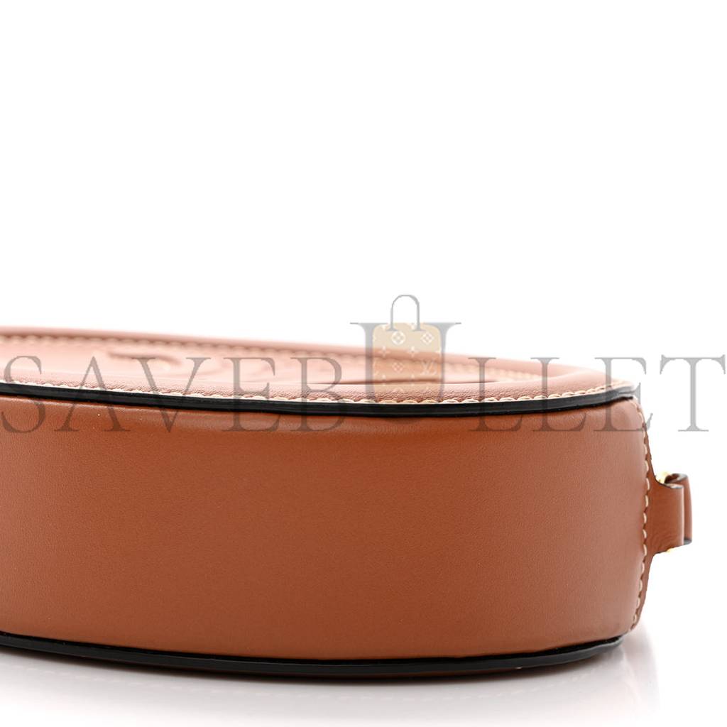 CELINE SMOOTH CALFSKIN CUIR TRIOMPHE OVAL CROSSBODY PURSE TAN (16*12*4cm)