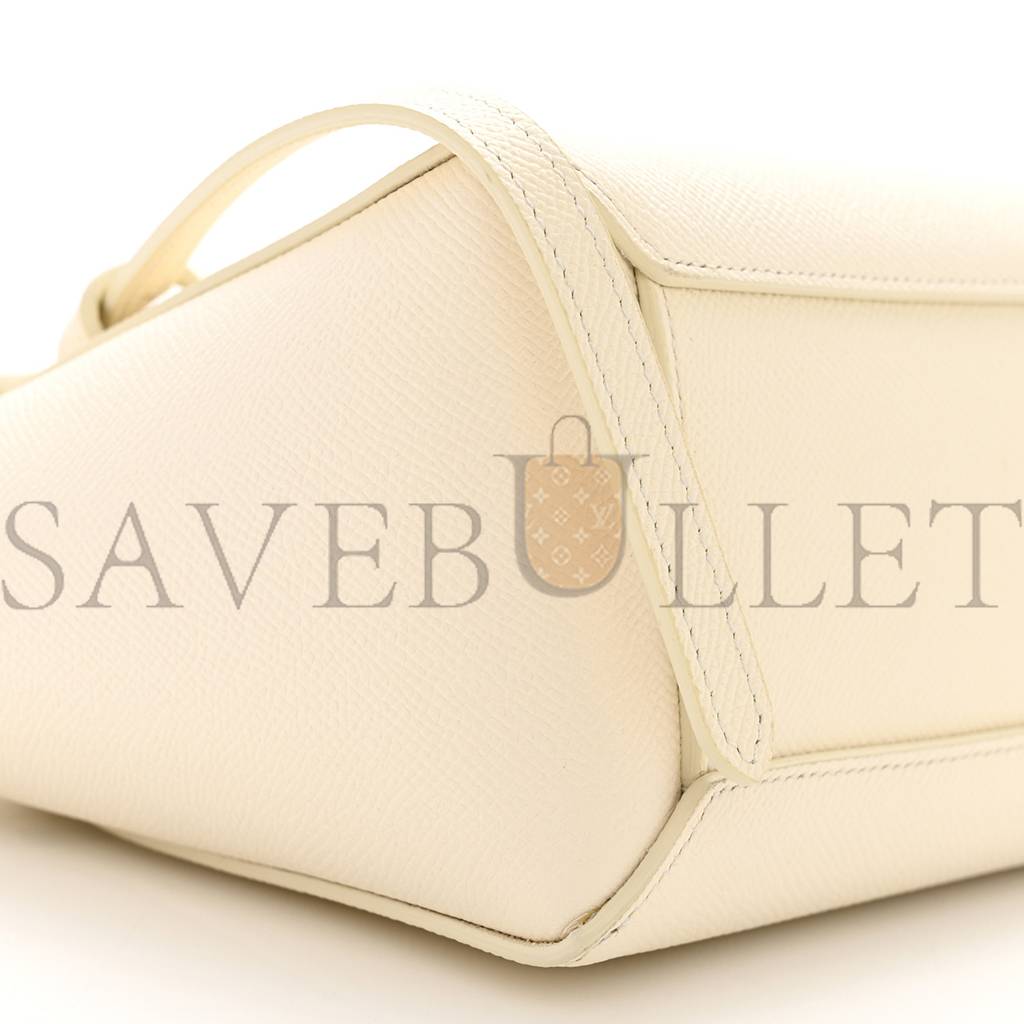 CELINE GRAINED CALFSKIN NANO BELT BAG WHITE  (15*14*8cm)