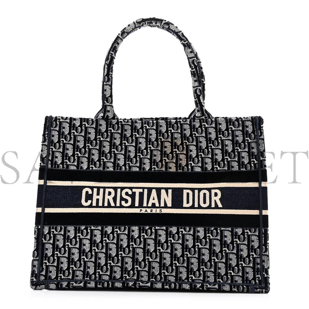 DIOR OBLIQUE VELVET MEDIUM BOOK TOTE BLUE MULTICOLOR (36*27*16.5cm)