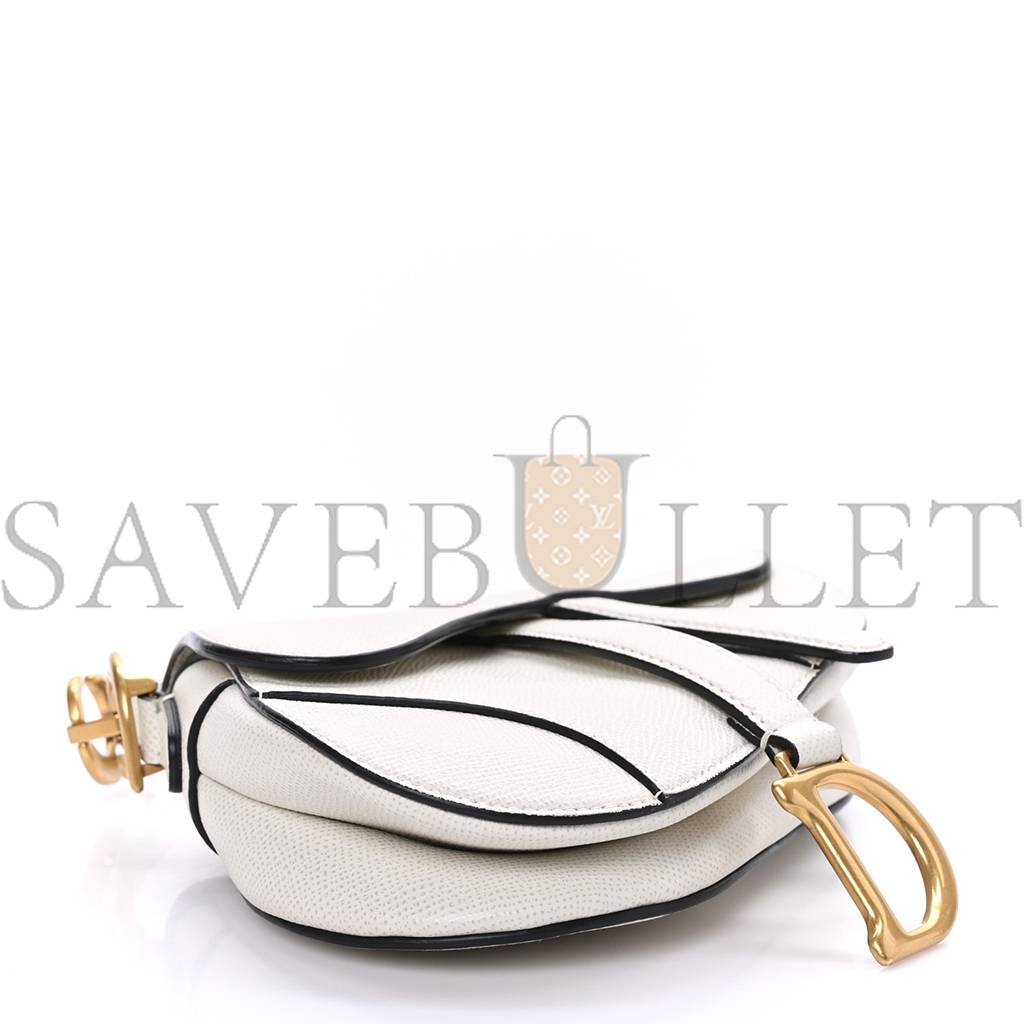 DIOR GRAINED CALFSKIN MINI SADDLE BAG WHITE (18*6.25*1.75cm)