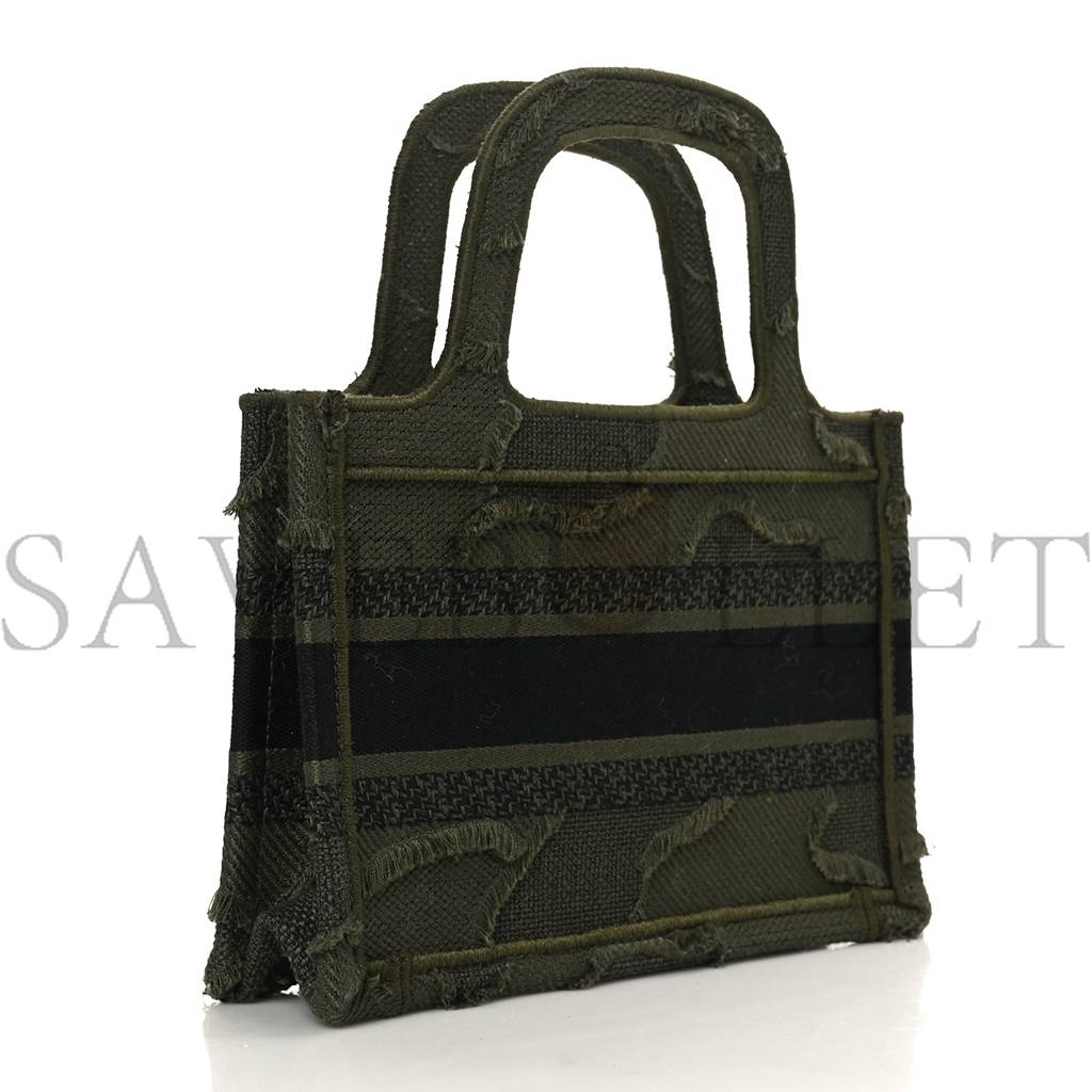 DIOR CANVAS EMBROIDERED CAMOUFLAGE MINI BOOK TOTE GREEN (23*15*5.7cm)